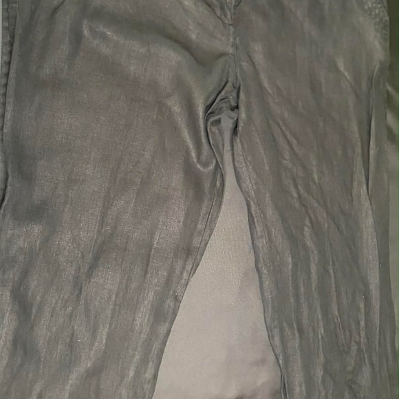 Talbots Black 100% Linen Straight Leg Pants Size 14 Career Minimalist - Picture 4 of 7